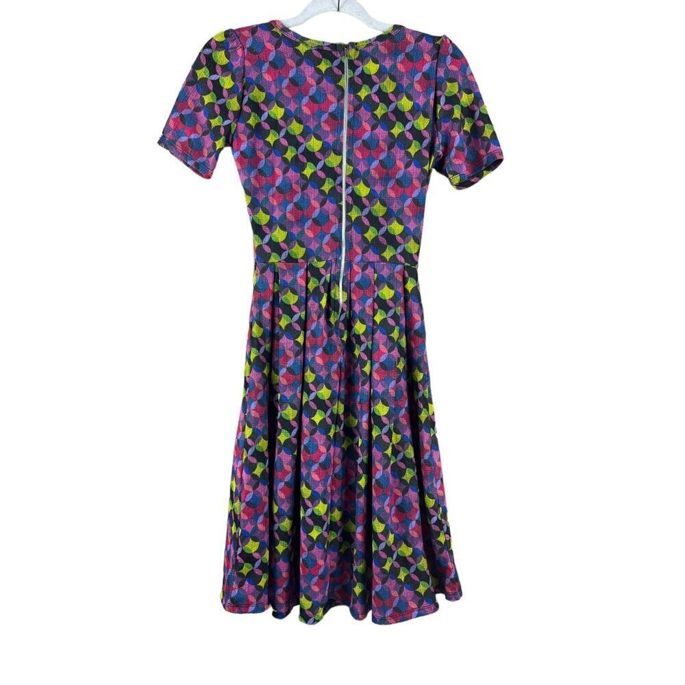 LulaRoe Amelia Women's Multicolor Circular Short Casual Dress - Picture 2 of 5